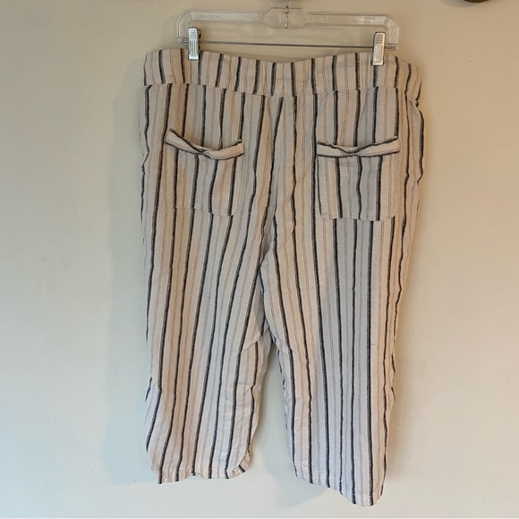 Denim & co naturals striped linen blend cropped pants size XL - Picture 10 of 10